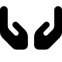 A pair of stylized black hands facing upwards.